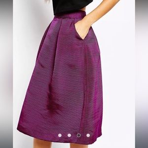 Ted Baker Women's Purple Zelida High Waisted Midi Skirt w/ Pockets